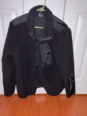 Spyder Men's Black Sherpa Jacket with Nylon Panel Accents